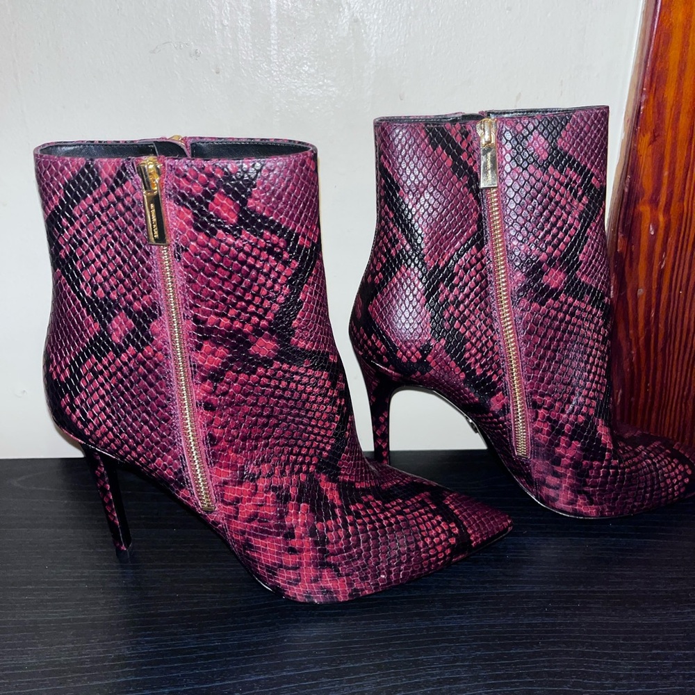 Michael Kors Fuchsia Snake Print Heeled Boots